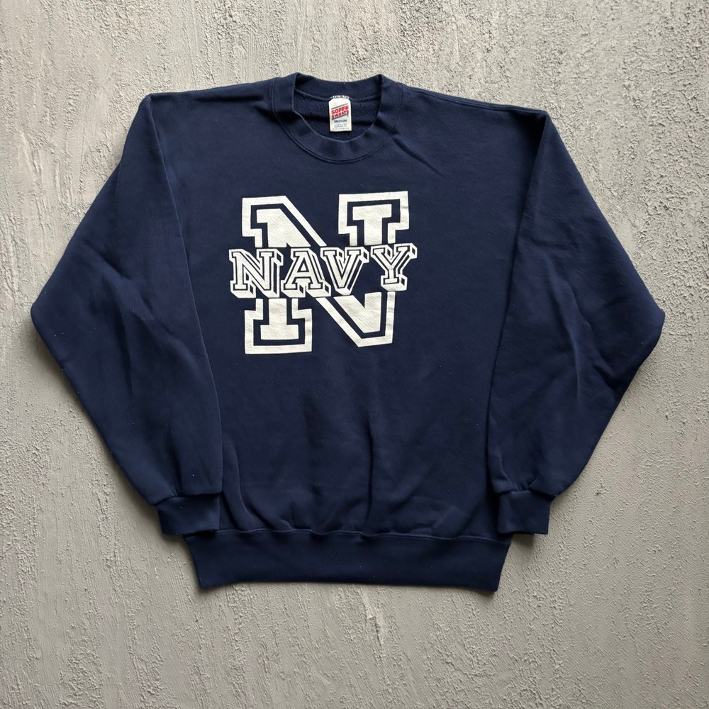 Vintage US Navy Crewneck Sweatshirt Men Medium Navy Blue 90s Soffe Sweats